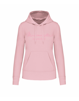 SWEAT CAPUCHE MC "SO CHIC" STRASS PINK